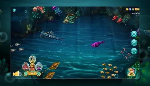 King of Ocean weapon level screen with underwater cannon action